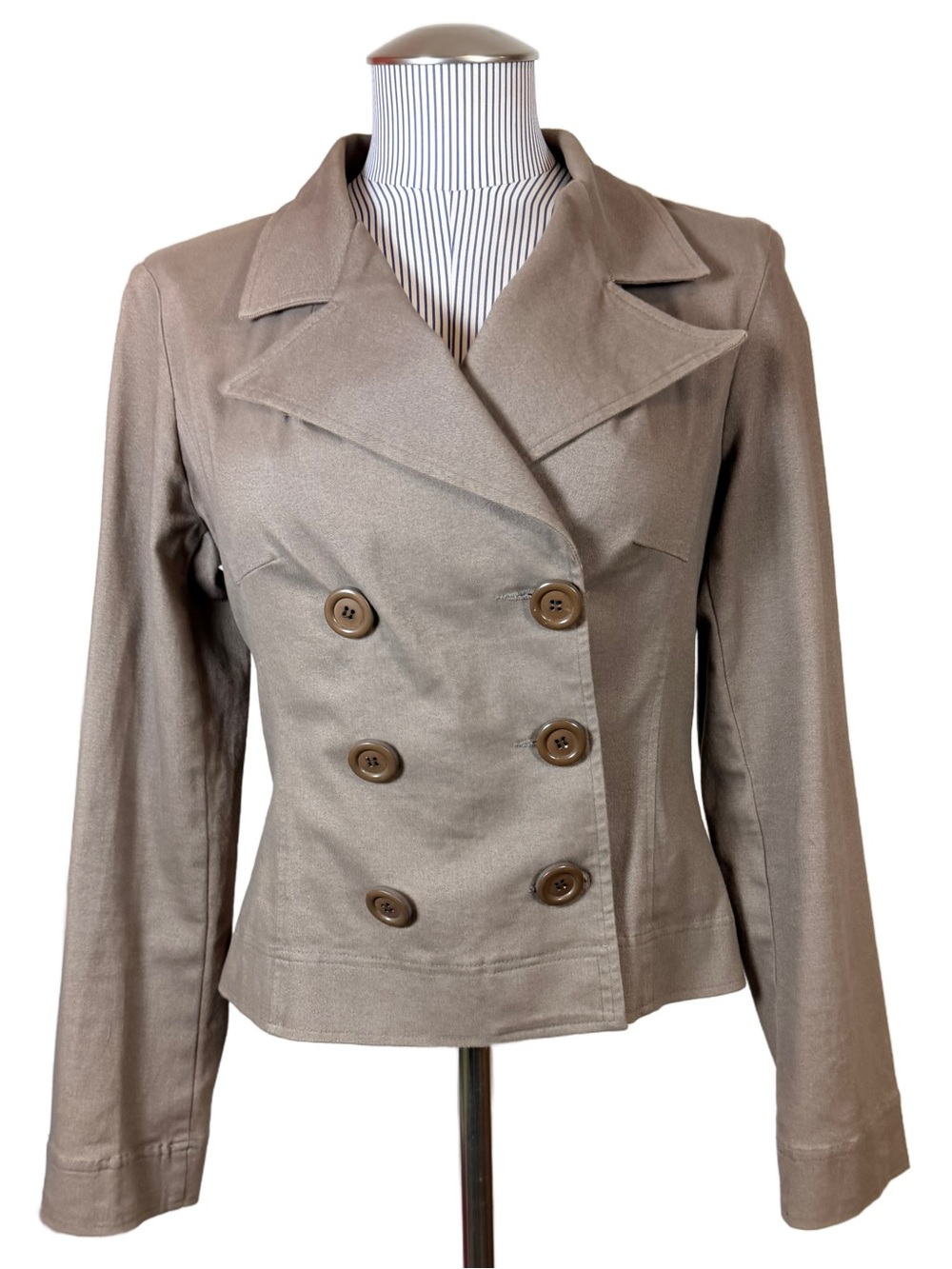 Vtg Y2K Urban Outfitters Lux Cropped Double Breasted Blazer Jacket Khaki M